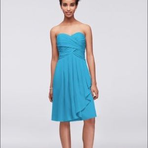 *SOLD elsewhere* - NWT David’s Bridal Short Crinkle Chiffon Dress, Malibu, 16